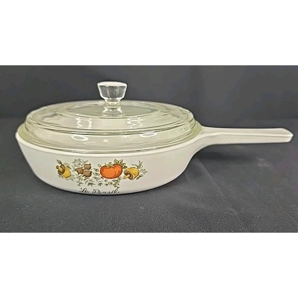 Vintage Corningβ Ware P-83-B Menu-ette skillet "Spice of Life" Clear Lid